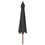 Parasol de jardin avec mât en bois noir 400x273 cm – Image 3