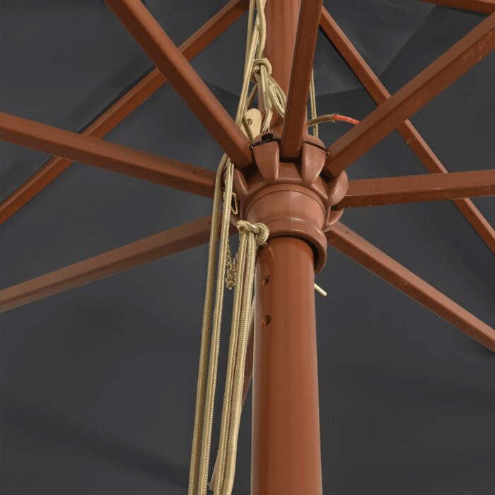 Parasol de jardin avec mât en bois noir 400x273 cm – Image 4