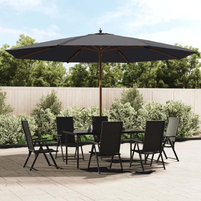 Parasol de jardin avec mât en bois noir 400x273 cm – Image 1