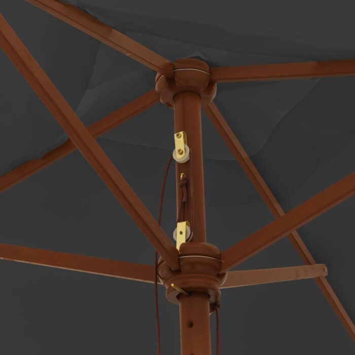 Parasol de jardin avec mât en bois anthracite 198x198x231 cm – Image 3