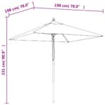 Parasol de jardin avec mât en bois anthracite 198x198x231 cm – Image 5