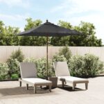 Parasol de jardin avec mât en bois anthracite 198x198x231 cm