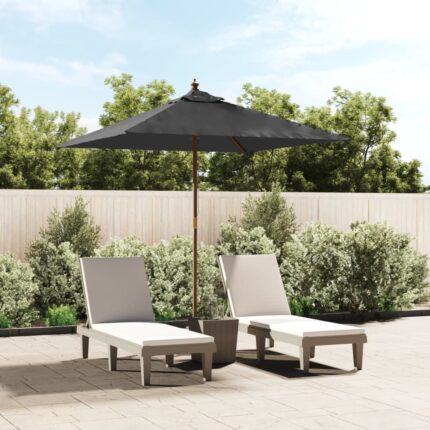 Parasol de jardin avec mât en bois anthracite 198x198x231 cm