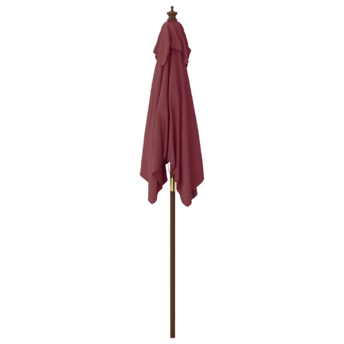 Parasol de jardin avec mât en bois rouge bordeaux 198x198x231cm – Image 2