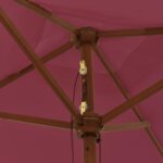 Parasol de jardin avec mât en bois rouge bordeaux 198x198x231cm – Image 3