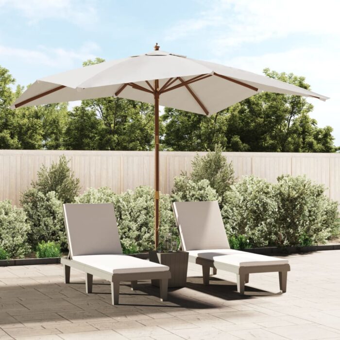 Parasol de jardin avec mât en bois sable 300x300x273 cm – Image 1
