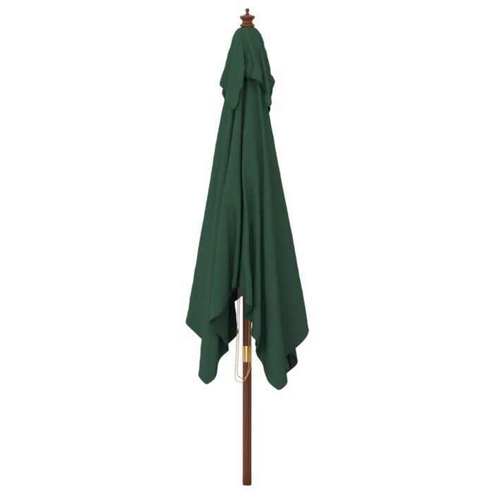 Parasol de jardin avec mât en bois vert 300x300x273 cm – Image 2