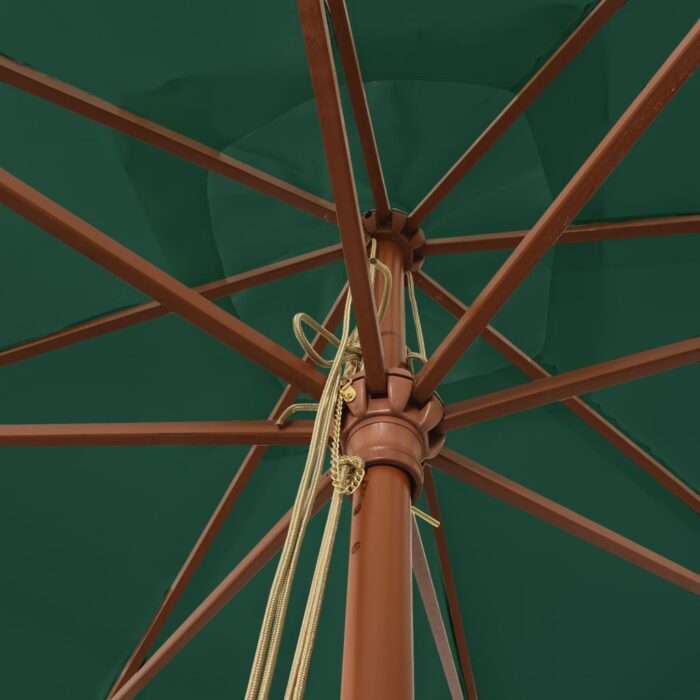 Parasol de jardin avec mât en bois vert 300x300x273 cm – Image 3