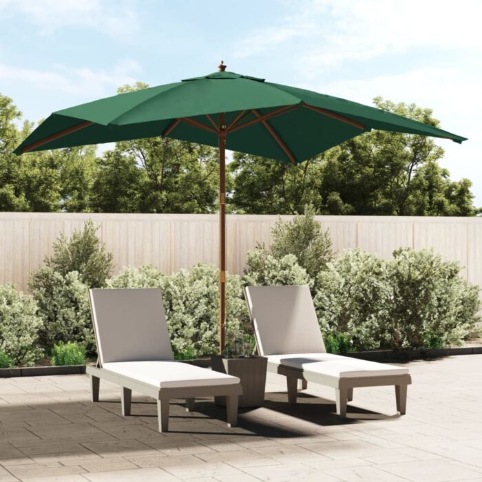 Parasol de jardin avec mât en bois vert 300x300x273 cm – Image 1