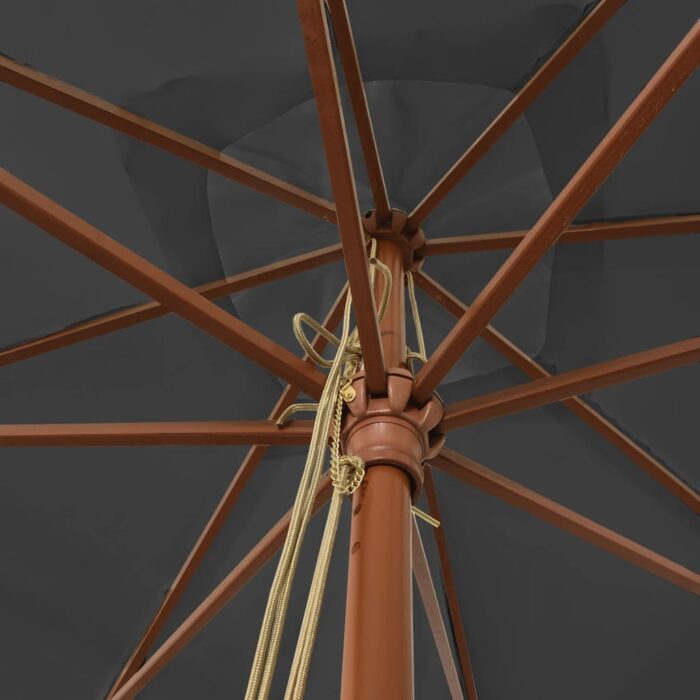 Parasol de jardin avec mât en bois anthracite 300x300x273 cm – Image 3