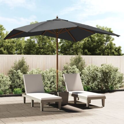 Parasol de jardin avec mât en bois anthracite 300x300x273 cm