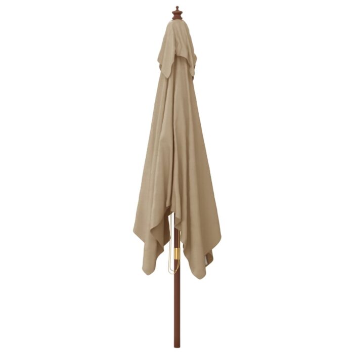 Parasol de jardin avec mât en bois taupe 300x300x273 cm – Image 2