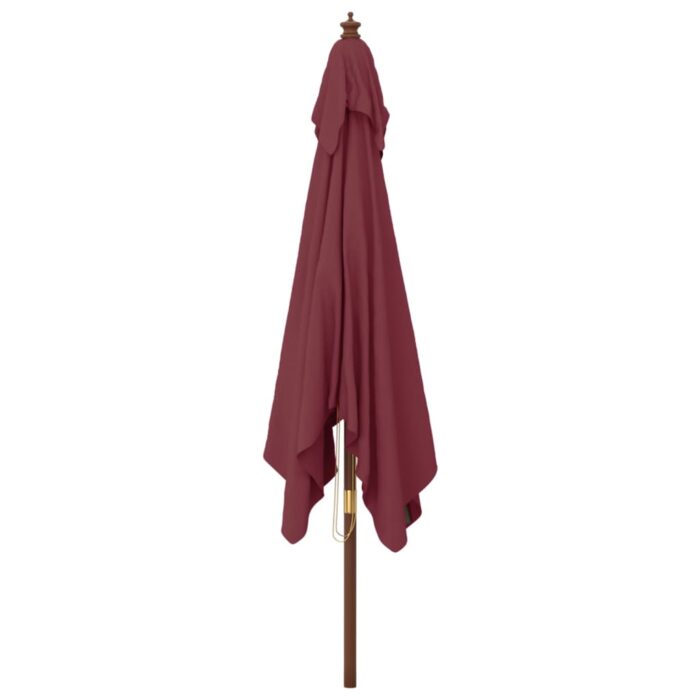 Parasol de jardin avec mât en bois rouge bordeaux 300x300x273cm – Image 2