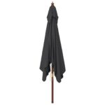 Parasol de jardin avec mât en bois noir 300x300x273 cm – Image 2