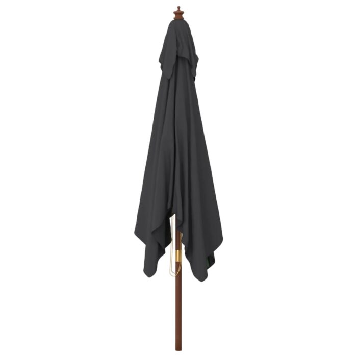 Parasol de jardin avec mât en bois noir 300x300x273 cm – Image 2