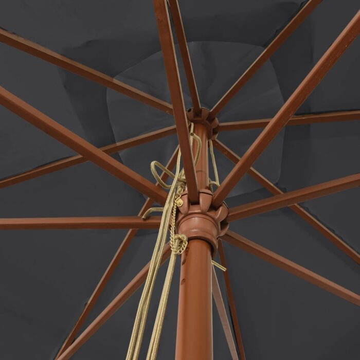 Parasol de jardin avec mât en bois noir 300x300x273 cm – Image 3