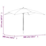 Parasol de jardin avec mât en bois noir 300x300x273 cm – Image 5