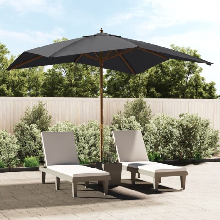 Parasol de jardin avec mât en bois noir 300x300x273 cm – Image 1
