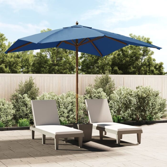 Parasol de jardin avec mât en bois bleu azuré 300x300x273 cm – Image 1