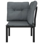Chaise d'angle de jardin avec coussins noir/gris résine tressée – Image 2