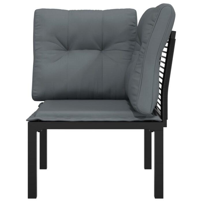Chaise d'angle de jardin avec coussins noir/gris résine tressée – Image 2