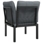 Chaise d'angle de jardin avec coussins noir/gris résine tressée – Image 3