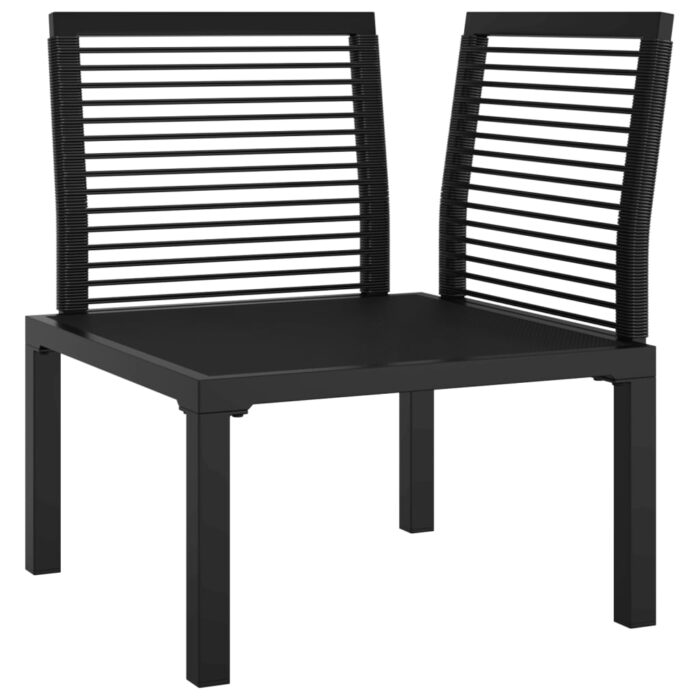 Chaise d'angle de jardin avec coussins noir/gris résine tressée – Image 4