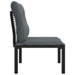 Chaise de jardin avec coussins noir/gris résine tressée – Image 2