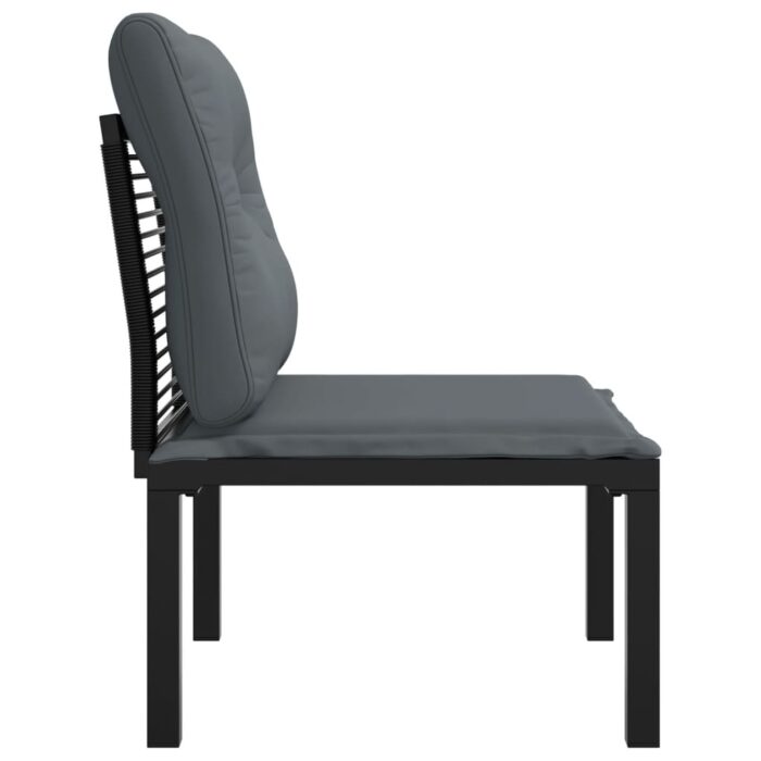 Chaise de jardin avec coussins noir/gris résine tressée – Image 2
