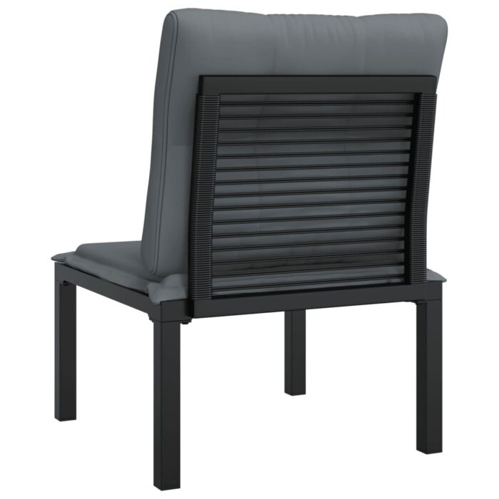Chaise de jardin avec coussins noir/gris résine tressée – Image 3