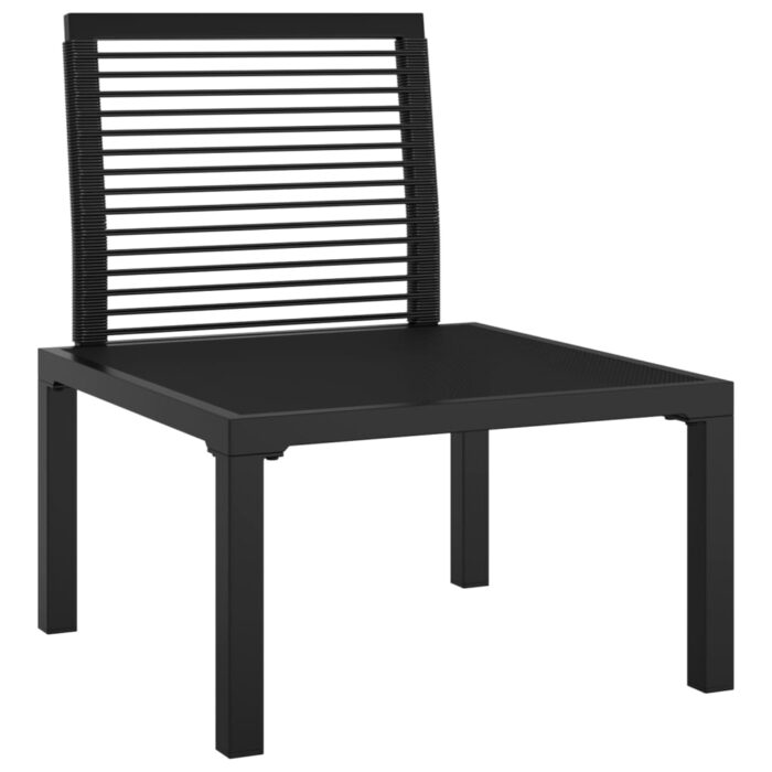 Chaise de jardin avec coussins noir/gris résine tressée – Image 4
