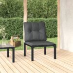 Chaise de jardin avec coussins noir/gris résine tressée