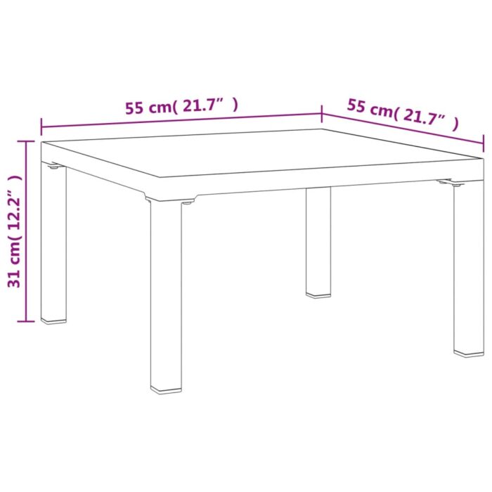 Table basse de jardin gris 55x55x31 cm DPC et acier – Image 4