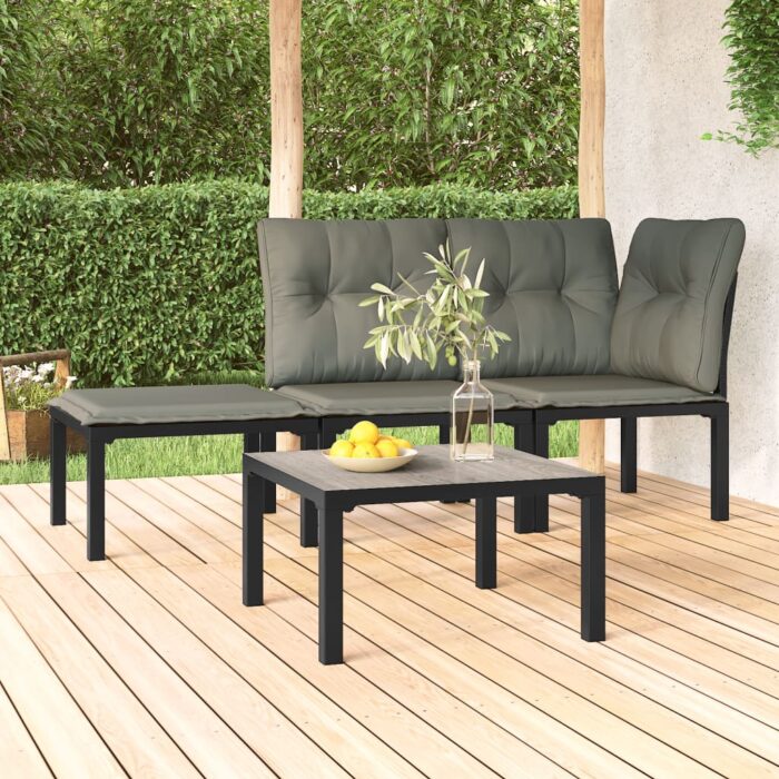 Table basse de jardin gris 55x55x31 cm DPC et acier – Image 1