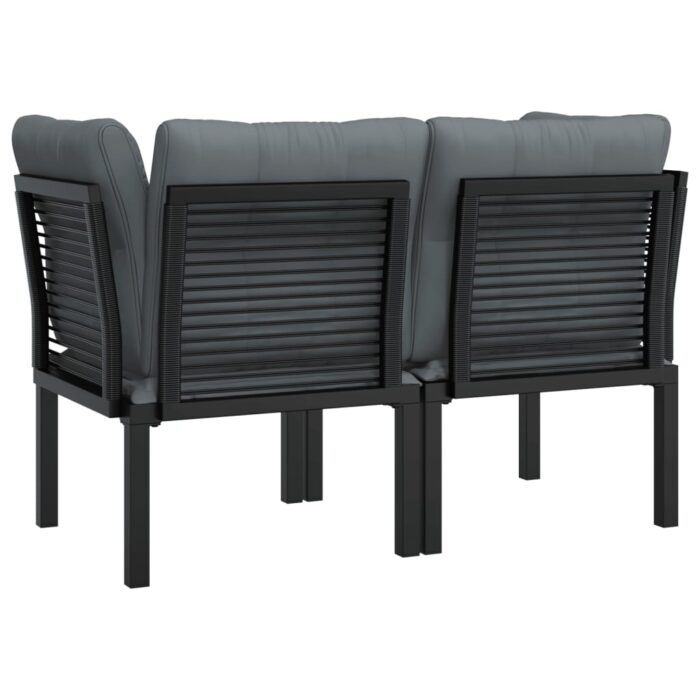 Chaises d'angle de jardin avec coussins lot de 2 noir/gris – Image 3