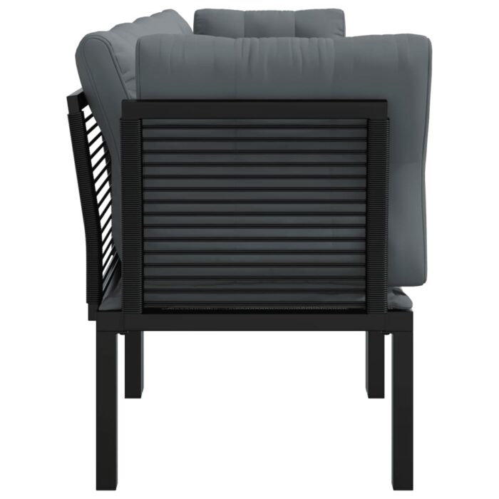 Salon de jardin 4 pcs noir et gris résine tressée – Image 2