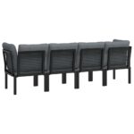 Salon de jardin 4 pcs noir et gris résine tressée – Image 3