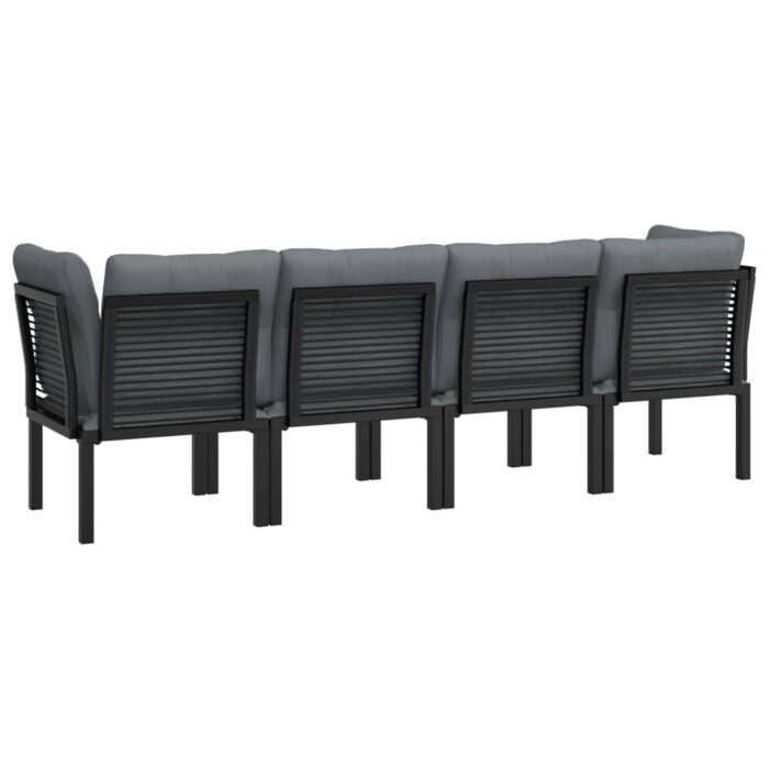 Salon de jardin 4 pcs noir et gris résine tressée – Image 3