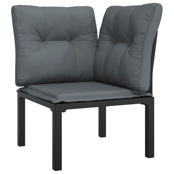 Salon de jardin 4 pcs noir et gris résine tressée – Image 4