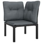 Salon de jardin 4 pcs noir et gris résine tressée – Image 2