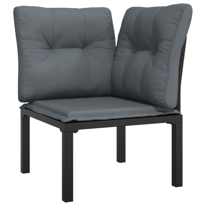 Salon de jardin 4 pcs noir et gris résine tressée – Image 2
