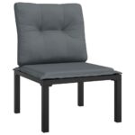 Salon de jardin 4 pcs noir et gris résine tressée – Image 3