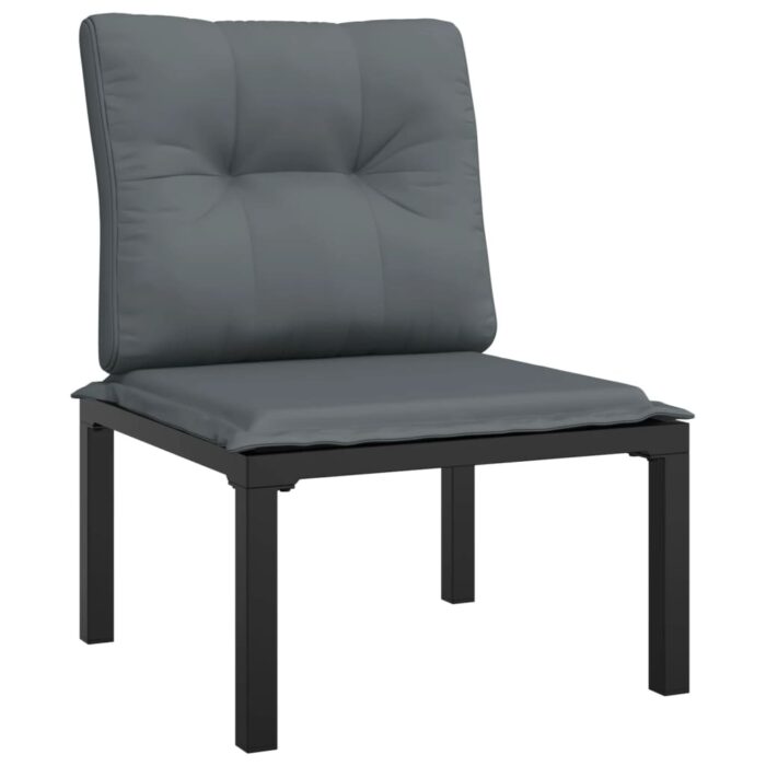 Salon de jardin 4 pcs noir et gris résine tressée – Image 3