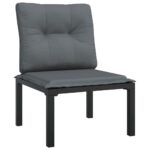 Salon de jardin 3 pcs noir et gris résine tressée – Image 3