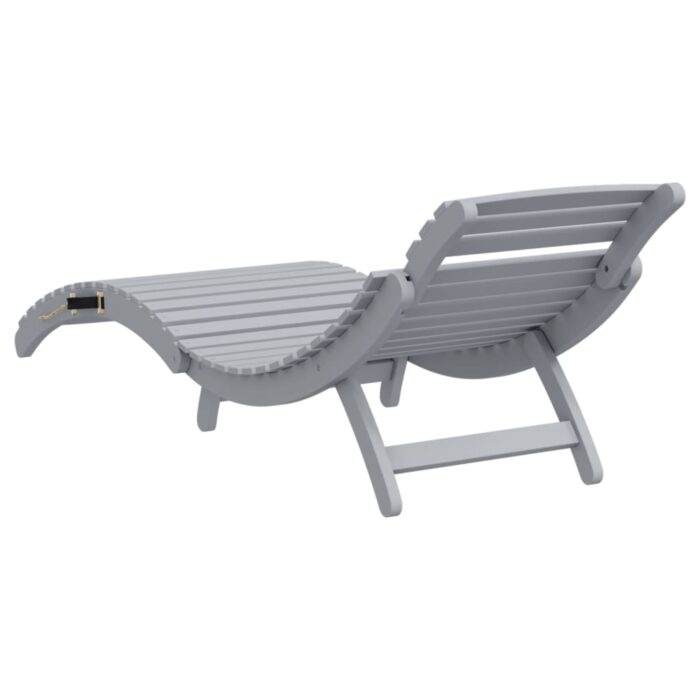 Chaise longue gris 184x55x64 cm bois massif d'acacia – Image 3