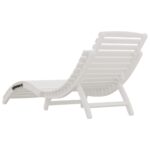 Chaise longue blanc 184x55x64 cm bois massif d'acacia – Image 3
