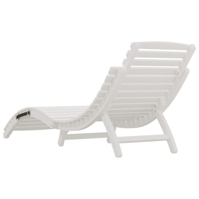 Chaise longue blanc 184x55x64 cm bois massif d'acacia – Image 3
