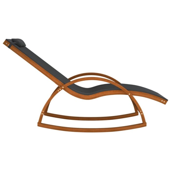 Chaise à bascule textilène gris et bois de peuplier massif – Image 2