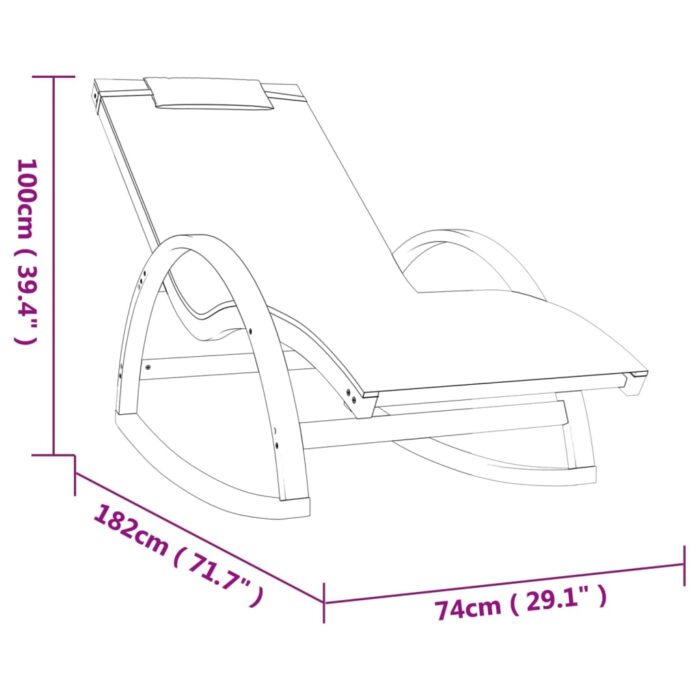 Chaise à bascule textilène gris et bois de peuplier massif – Image 6