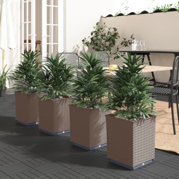 Jardinières 4 pcs marron 30x30x37 cm polypropylène – Image 1